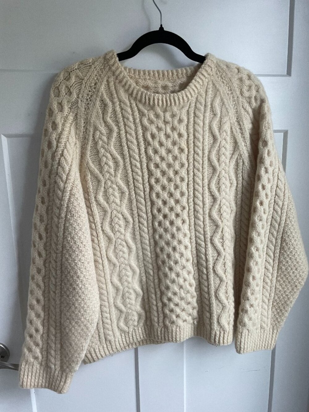 Hand Crafted Cream Cable Knit Crew Neck Sweater